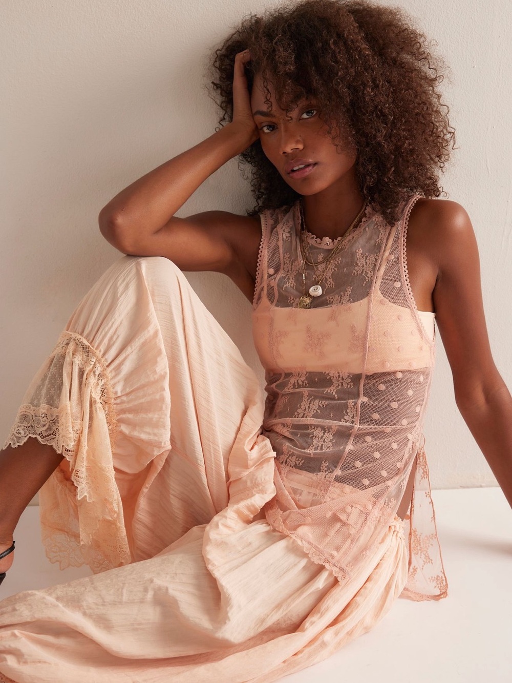 Free People Sheer Romance Cami in Cameo Rose - Picture 4 of 11